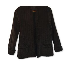 Quilted Deep Brown Jacket Collarless Sz S/M